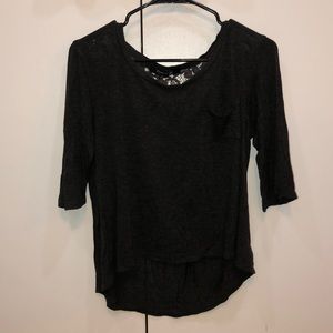 Cute charcoal cropped sleeved shirt